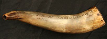 UNIQUE HISTORIC CIVIL WAR POWDER HORN CATALINA ISLAND  