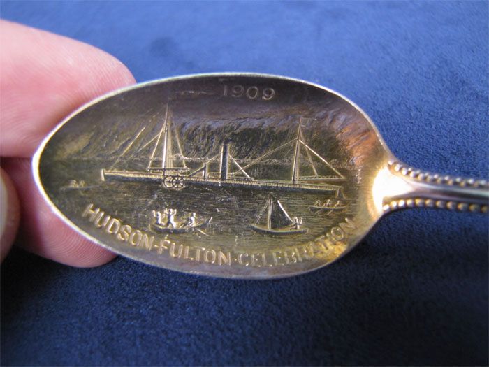 Vintage 1909 Hudson Fulton Celebration Silver Spoon  