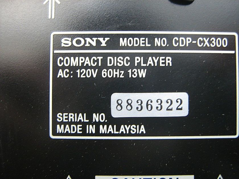 SONY COMPACT DISC PLAYER CDP CX300  