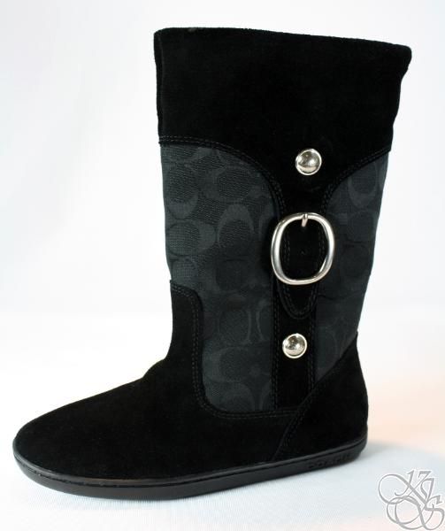 COACH Meyer Black/Black 12CM Signature C Suede/Sherling Winter Boots 