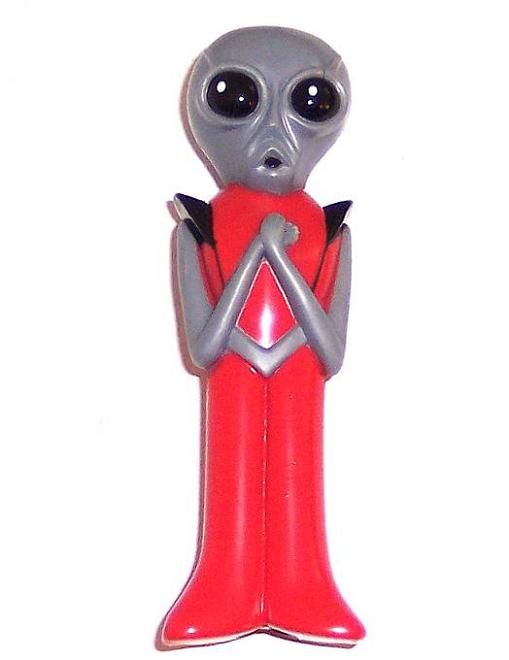 RED Alien Plastic Figure retro 1950s UFO Roswell  