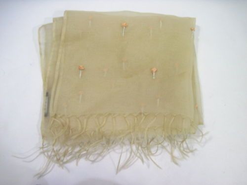 SISLEY Beige Floral Fringe Scarf Wrap  