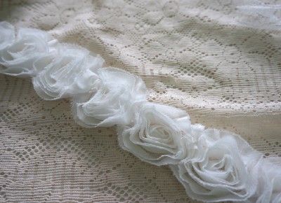 shabby white flower sewing applique lace trim  per 1yd14  