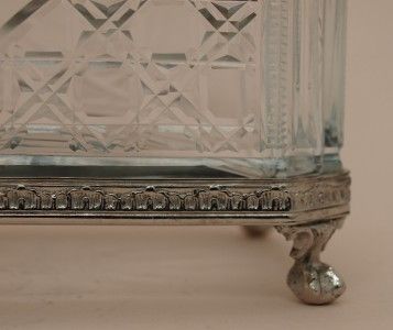 Cut Crystal Casket Silver Plated Mounts   Ship Etching  