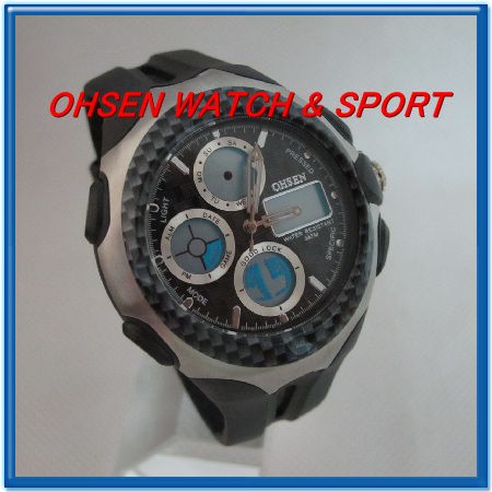 OHSEN NEW STYLE 3 DIALS DUAL DISPLAY EL Backlight ALARM DATE SPORT 