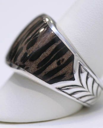 DAVID YURMAN Palm Wood 3 Sided Mens Ring Silver 10 $650  