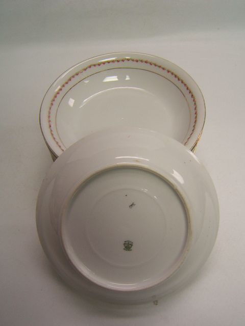 Victoria Austria Porcelain Gold Rim Roses 8 soup bowls  