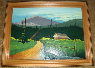 Ukrainian Oil Painting Mountain Road Ukraine Folk Art  