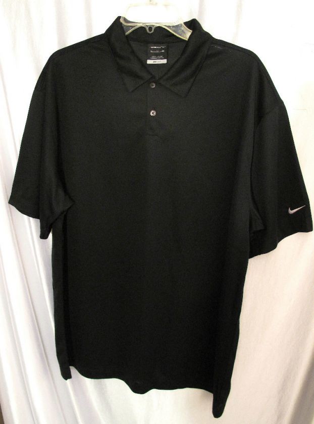 mens nike dri fit black 2xl golf tennis polo shirt new  