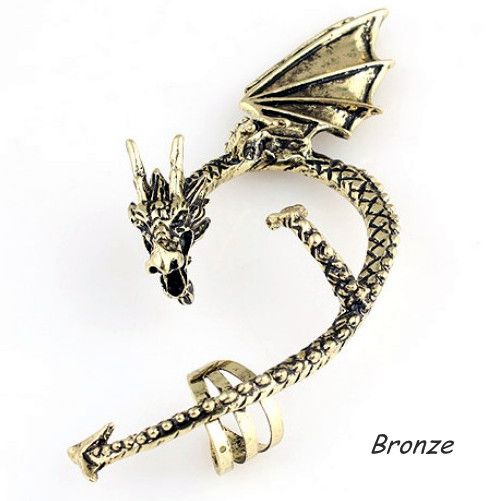   Earring / Vintage Antique Wing Dragons LURE Ear Cuff Warp Clip Earrin