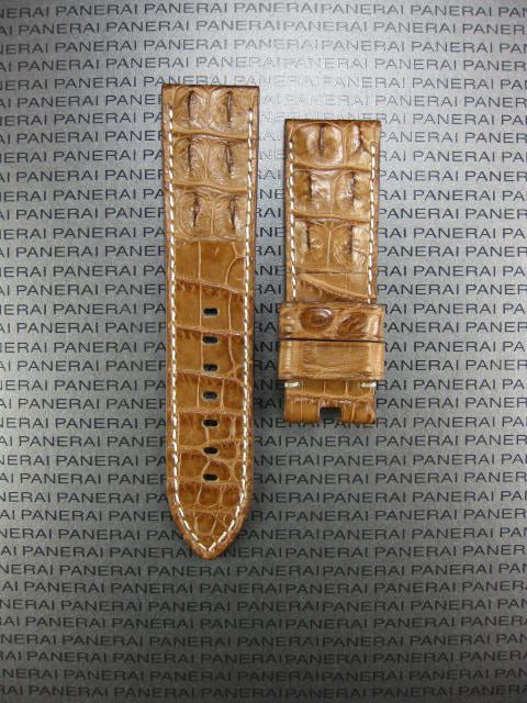 24mm ALLIGATOR HORNBACK STRAP BAND Fit PANERAI Leather  