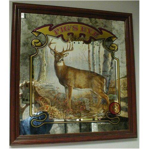 PIGS EYE BEER SIGN MIRROR DEER HUNTING WILDLIFE ART NEW  