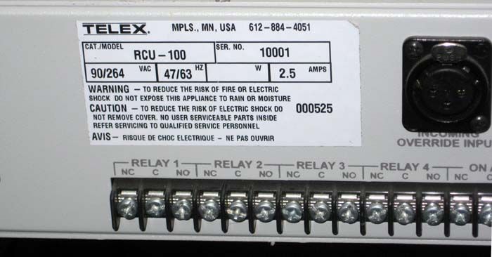 TELEX RTS RCU 100 OVERRIDE IFB RECEIVE CONTROL UNIT  