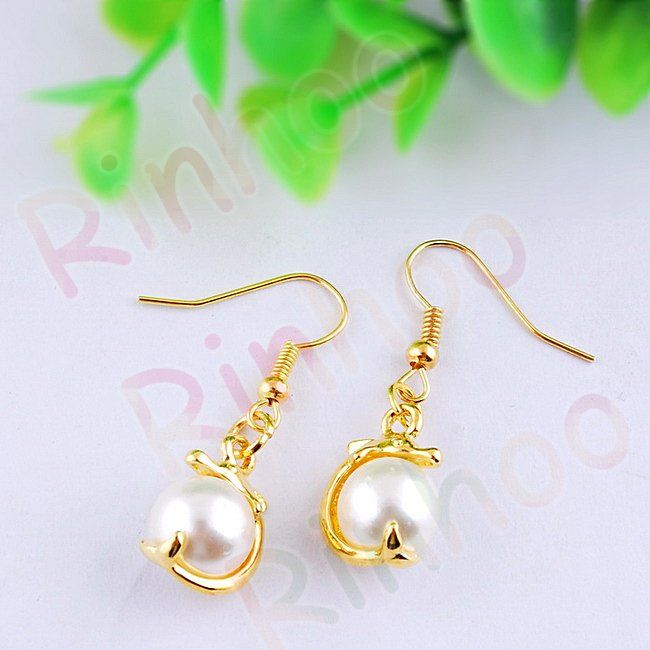 Free imitate pearl alloy earrings 12pairs+dispaly  