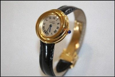 IMMACULATE CARTIER 18K GOLD VERMEIL TRINITY LADIES WATCH, SAPPHIRE 