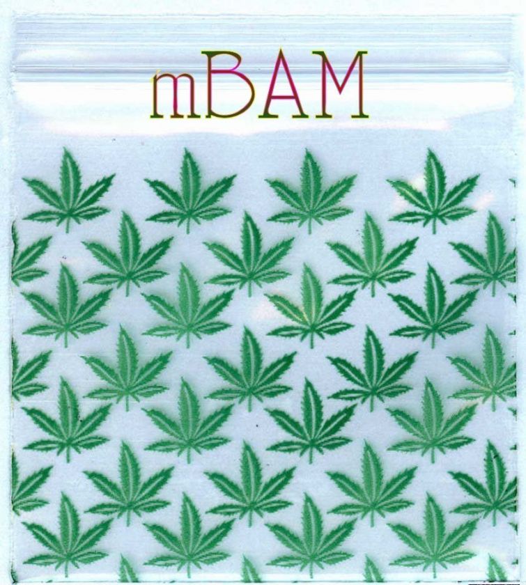 100 2 MIL MARIJUANA GREEN LEAF POT BAGGIES #2020 2x2  