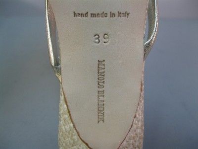 AUTHENTIC MANOLO BLAHNIK NEW 39 PATINA WOVEN SANDALS THONGS  