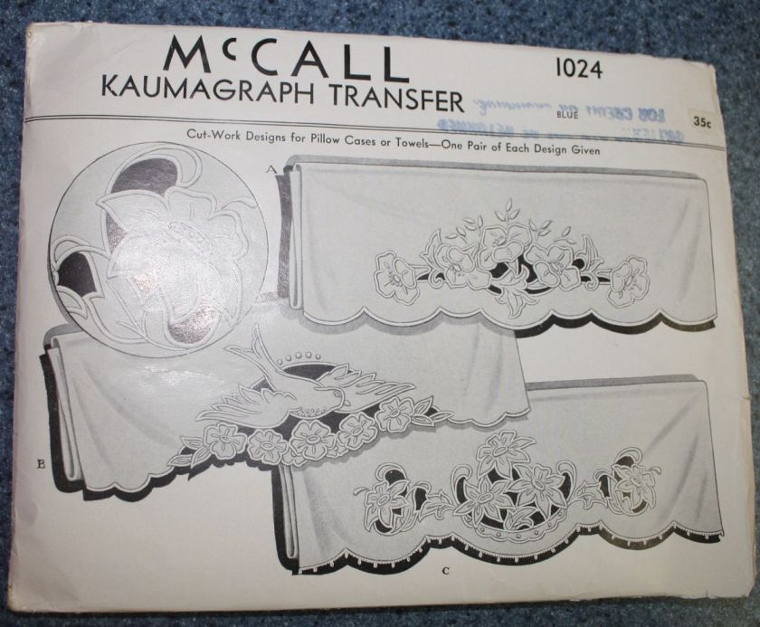 1942 McCall Kaumagraph Cut Work Iron on Transfer 1024  