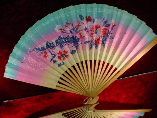   TOY HAND FANS Plastic & Wood ASIAN Floral CHINESE Japanese  