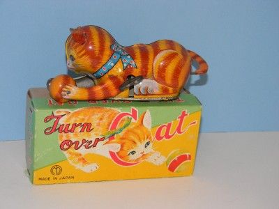 VINTAGE MT JAPAN TURN OVER CAT WINDUP TOY NEW IN BOX WORKS GREAT 