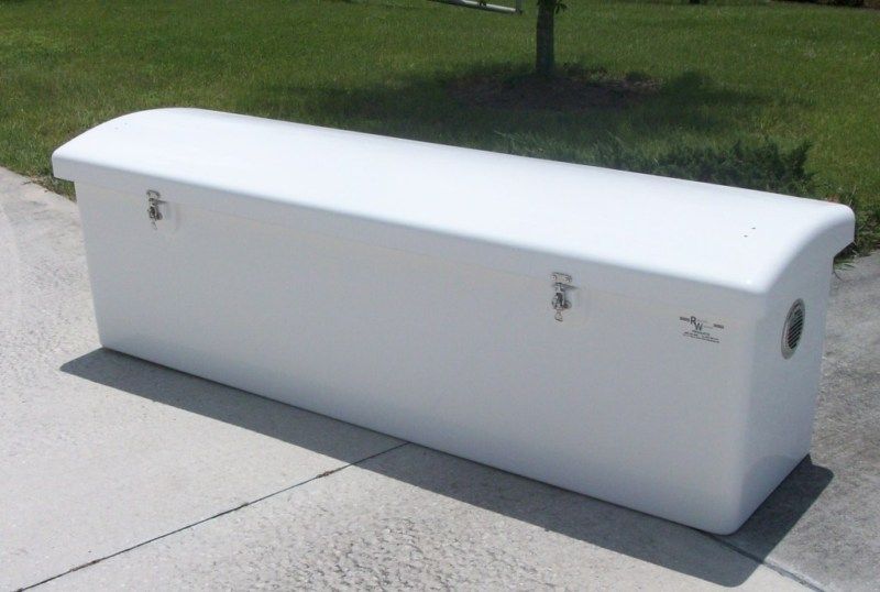 White Fiberglass Low Profile Dock Deck Box 70  