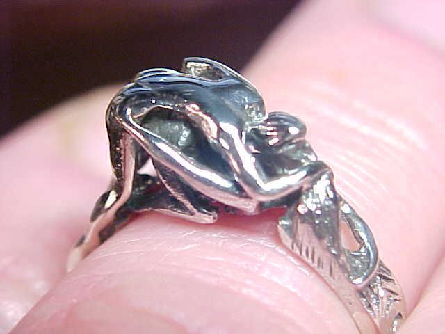 CUSTOM COUPLE MAKING LOVE RING STERLING SILVER SZ 11 NR  