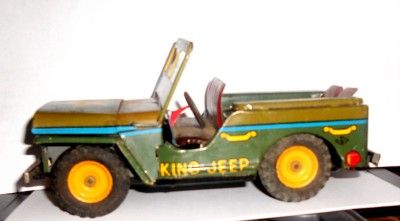 Vintage KING JEEP 1959 Tin King Jeep Toy SPINNING MOTOR  