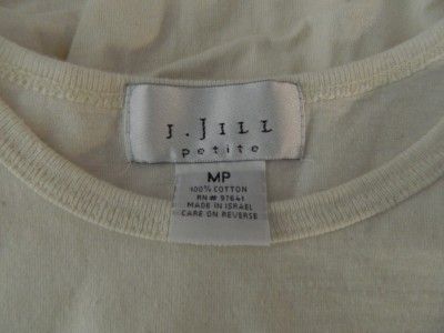 Jill Petite Off White Crew Neck Long Sleeve Tee MP EUC  