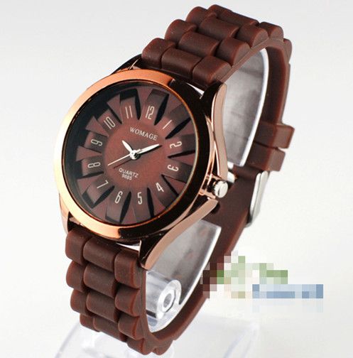   gel ODM jelly watch quartz leisure chrysanthemum watches Coffee  