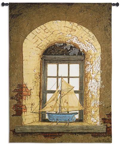 Fine Art Tapestry Bob Timberlake Wall Hanging Lighthouse Window  