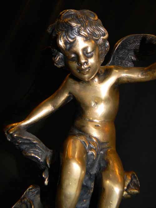 CAST BRONZE 12 VICTORIAN STYLE STATUE CUPID ON STUMP  