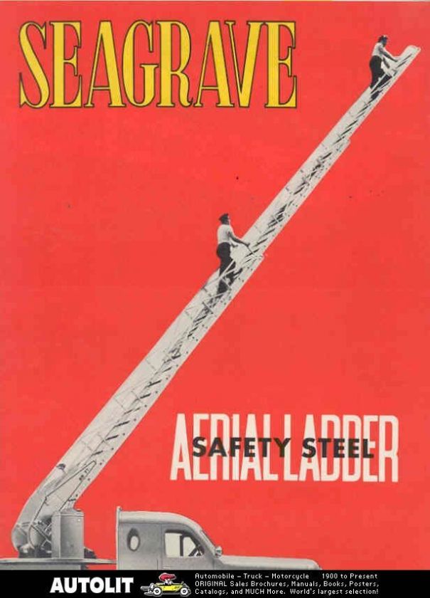 1950 ? Seagrave V12 Aerial Ladder Fire Truck Brochure Poster  