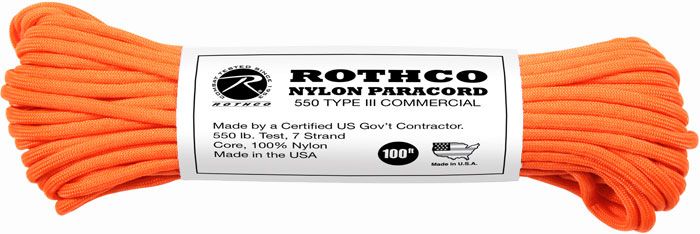 550LB 100% NYLON PARACORD TYPE III ROPE   50 FT/100 FT  