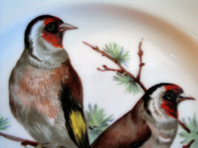 Bavarian Porcelain Bird Plate marked Golden Crown  