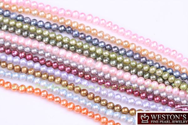 YOU ARE BUYING A WHOLESALE LOT OF 12 LOOSE PEARL STRANDS IN 12 COLORS