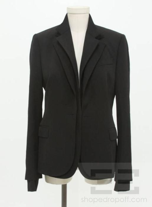 Viktor & Rolf Black Wool Layered One Button Blazer Size 42  