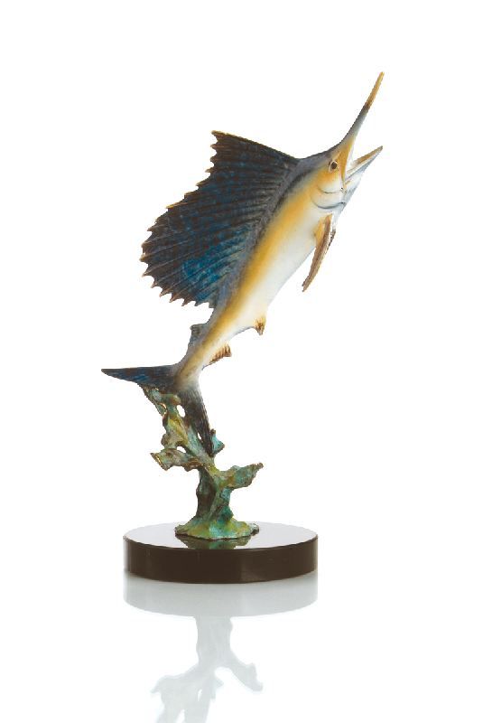 Bronze Blue Water Sailfish Coastal Trophy Sculpture  