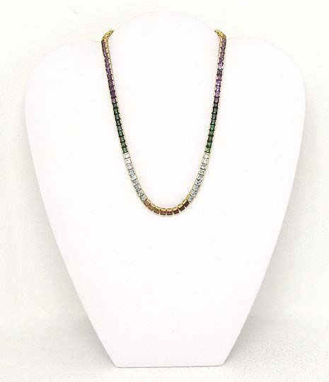 18K GOLD & 40 CTS. RAINBOW OF GEMS TENNIS NECKLACE  