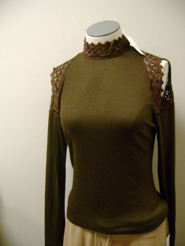 Kay Celine Long Sleeve Lace Open Shoulder Top M NWT  