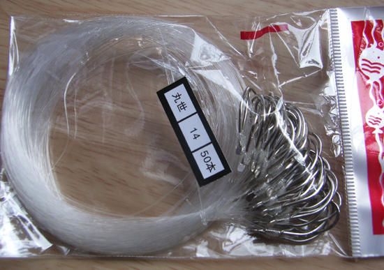 50 pc(or 40pcs) Sharpen octopus Fishhook+50cm Line  