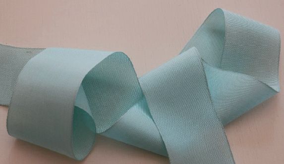 SWEET LIGHT BLUE VINTAGE FRENCH TAFFETA RIBBON TRIM 5  