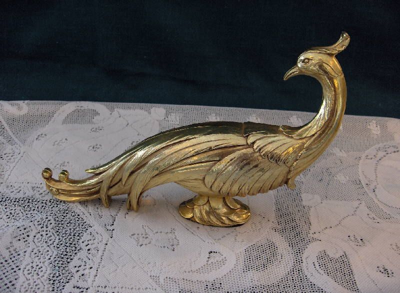 Vintage Pair Peacock Statues,Heavy Gold,Syroco N.Y  