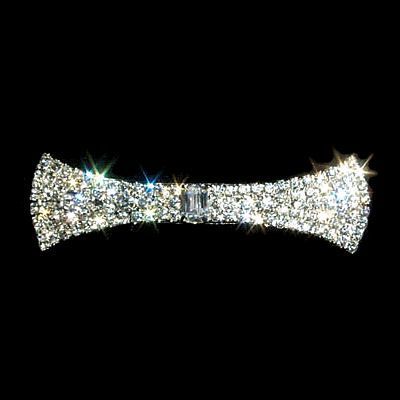 Swarovski Crystal Rhinestone LG Flared Bow Tie Barrette  