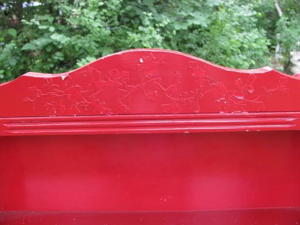 Cute Shabby Red Painted Kitchen Cabinet Sit or Hang  