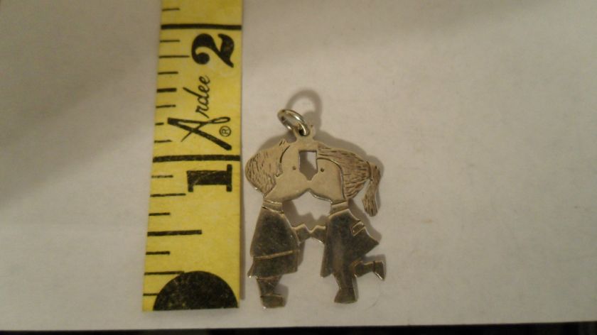 Vintage Sterling Silver Kissing Couple Charm Pendant  