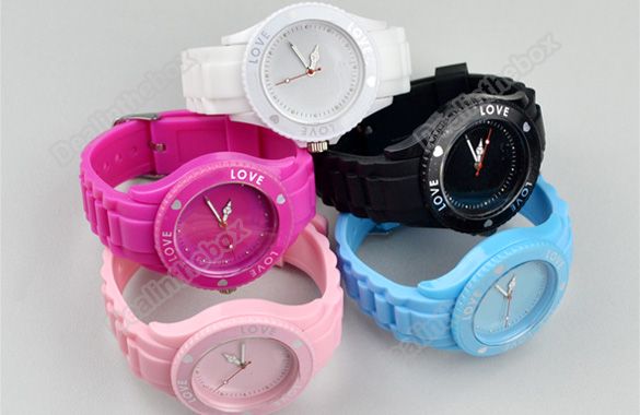   Silicone Quartz Heart Love Jelly Watch 5 Colors WristWatch  