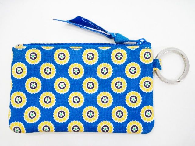 VERA BRADLEY Blue Sunflower ID Case Key Chain  