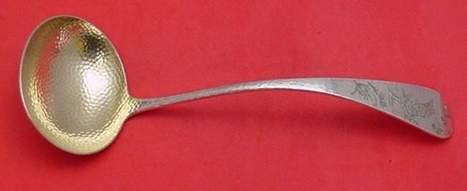 ANTIQUE HAMMERED BY WHITING STERLING SOUP LADLE FIGURAL  