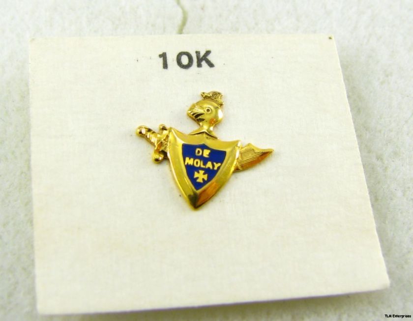 DEMOLAY   Vintage 10k Gold Masonic Lapel PIN BADGE  