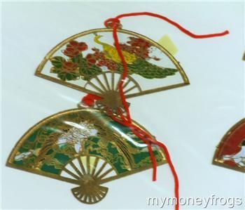 4x Set Lot Chinese Cloisonne FANs Bookmarks Favor #F  